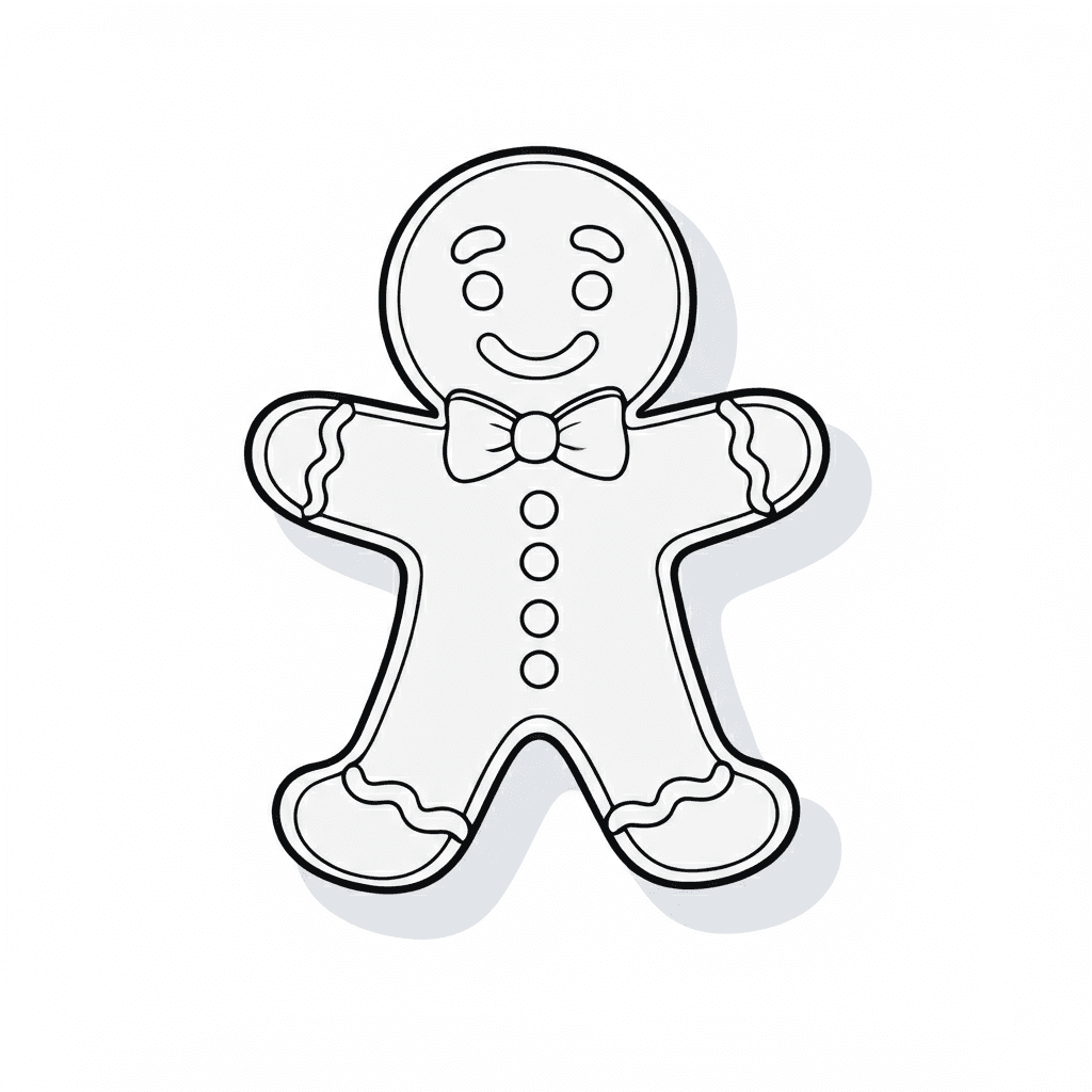 A gingerbread coloring page from the Christmas Art Studio